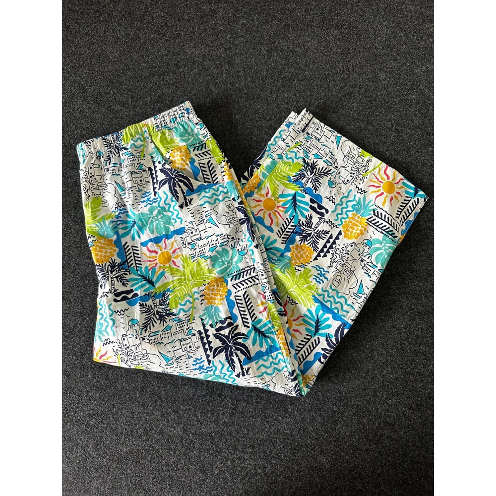 Escape by Habitat Clothes Tropical Print Wide Leg Crop Pants Cotton Womens Large